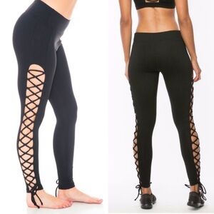 Motion by Coalition Lace Up Side Yoga Leggings Sz S